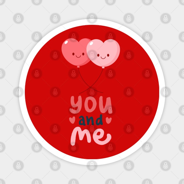 Couple love - Balloons Hearts - You and ME Magnet by O.M design